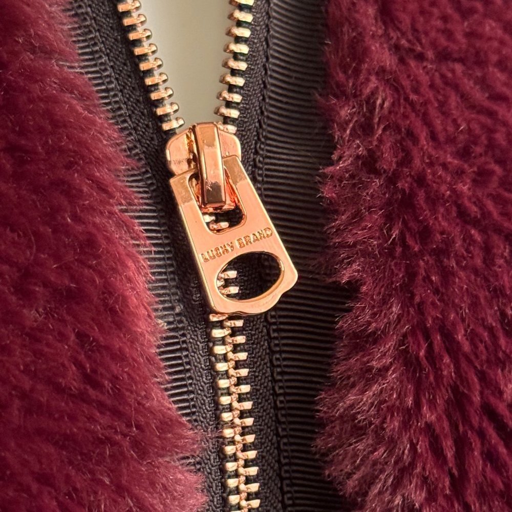 Lucky Brand Merlot Funnel Neck Faux Fur Jacket - Picture 3 of 8